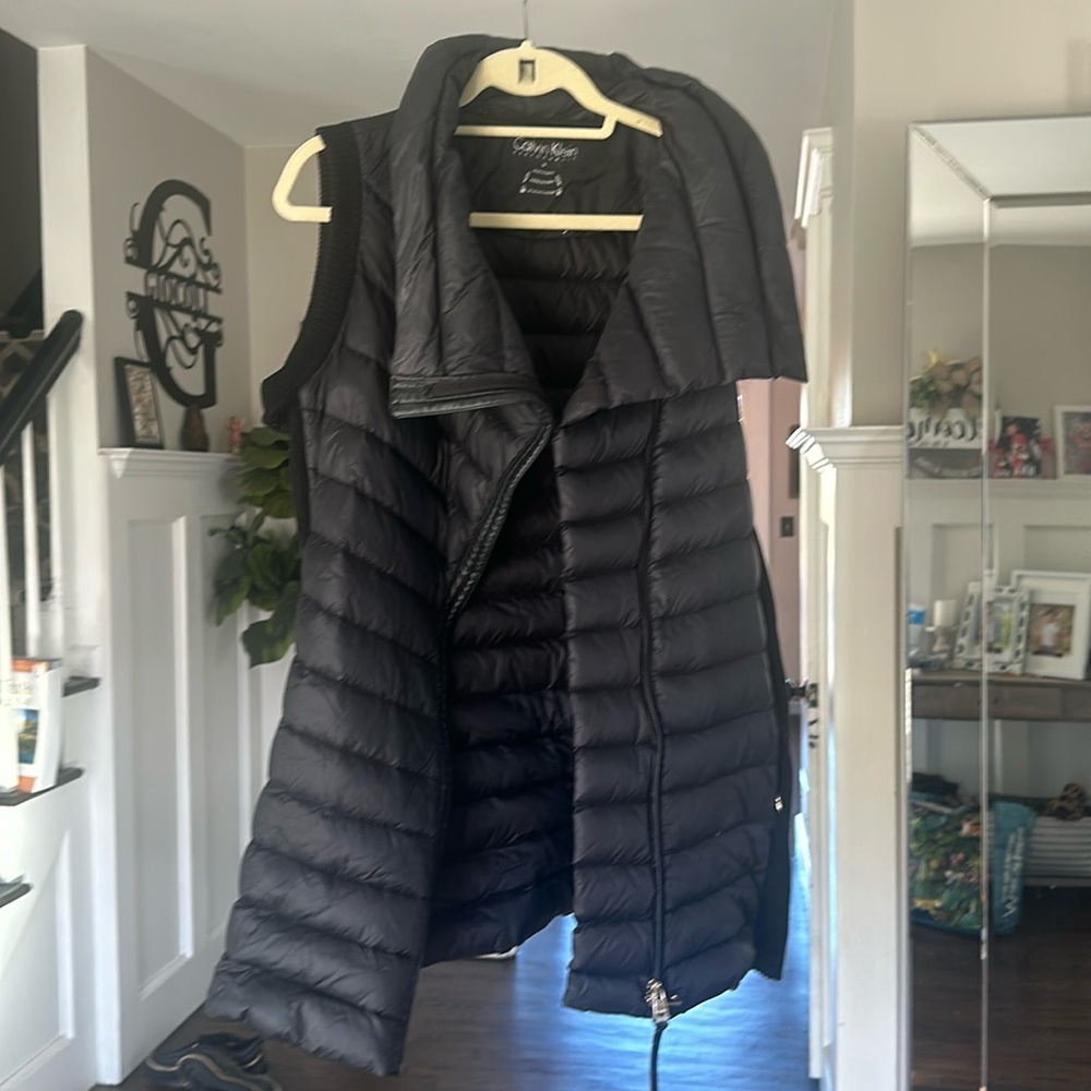 Calvin Klein zip up down long vest.